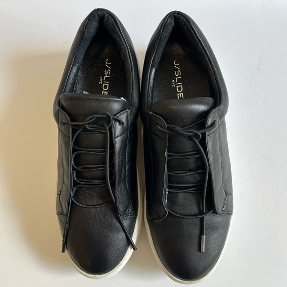 J Slides NYC Black Leather Platform Sneakers Size 8 - Picture 2 of 8